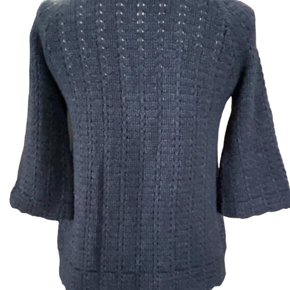 Twiggy Lambswool Pointelle Knit Cardigan Blue Coastal Cottagecore Quiet Luxury-S - Picture 12 of 16